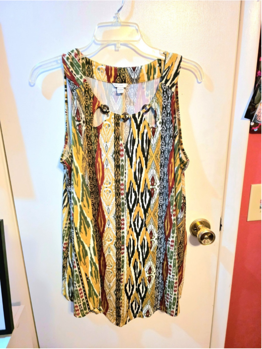 Cato Orange Cream Yellow South Western Boho Blouse Top 14/16W Hippie Aztec